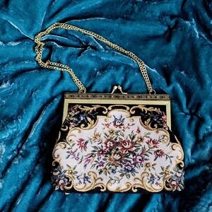 Vintage Antique Style Tapestry Crossbody Purse with adjustable chain